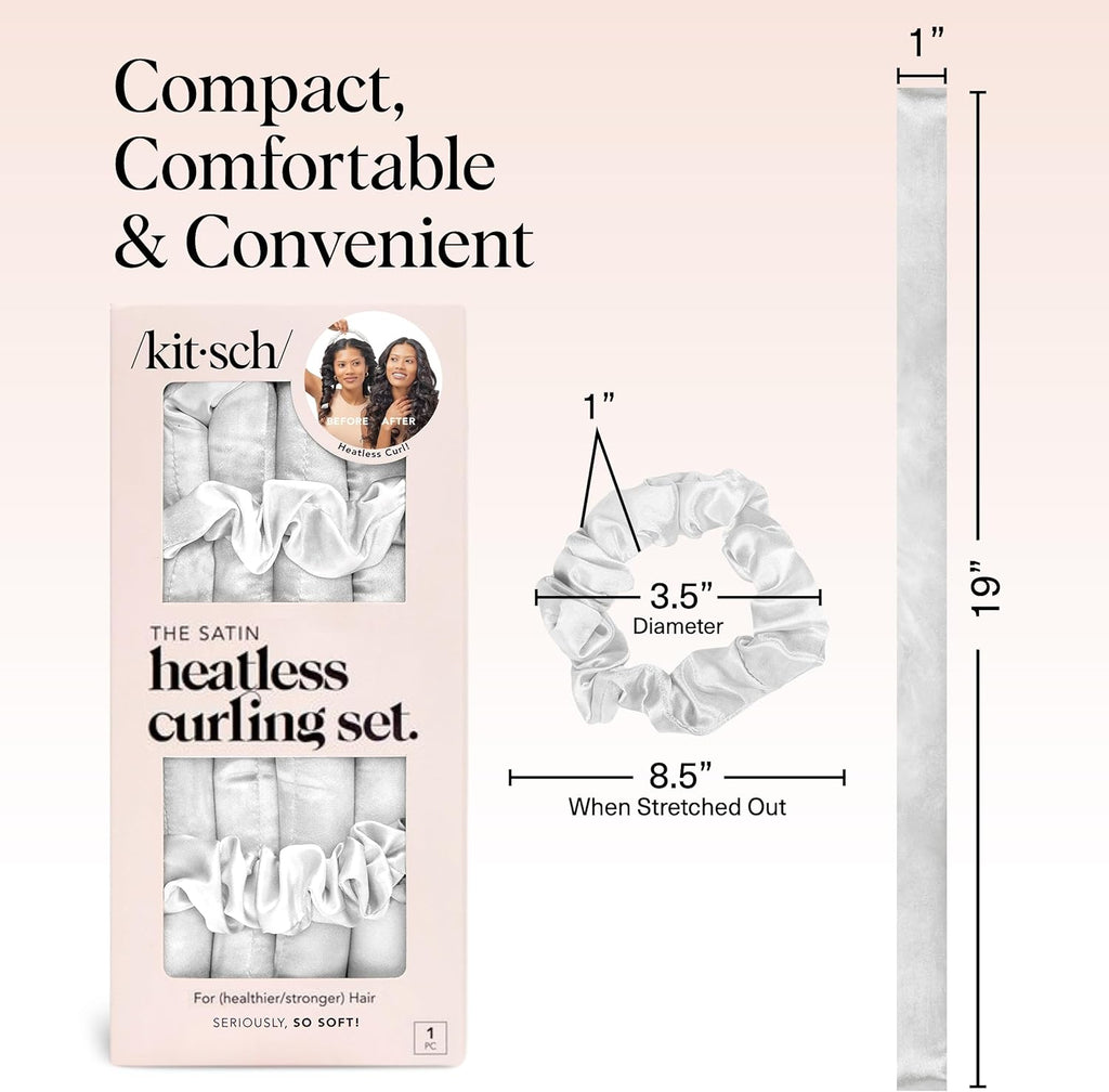 Kitsch Satin Heatless Curling Set - Hair Rollers for Effortless Heatless Curls | Sleep-In Hair Curlers | Includes Hot Rollers & Curling Rod Headband, Achieve Stunning Heatless Hairstyles, SunsetTieDye