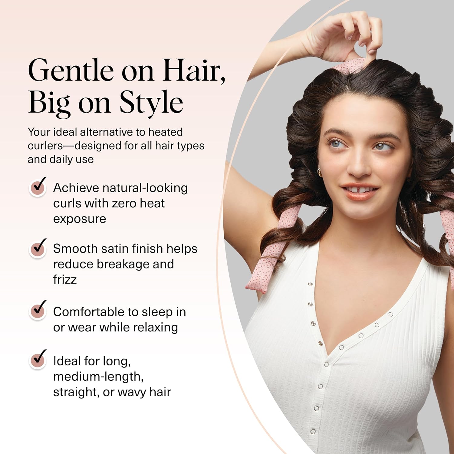 Kitsch Satin Heatless Curling Set - Hair Rollers for Effortless Heatless Curls | Sleep-In Hair Curlers | Includes Hot Rollers & Curling Rod Headband, Achieve Stunning Heatless Hairstyles, SunsetTieDye