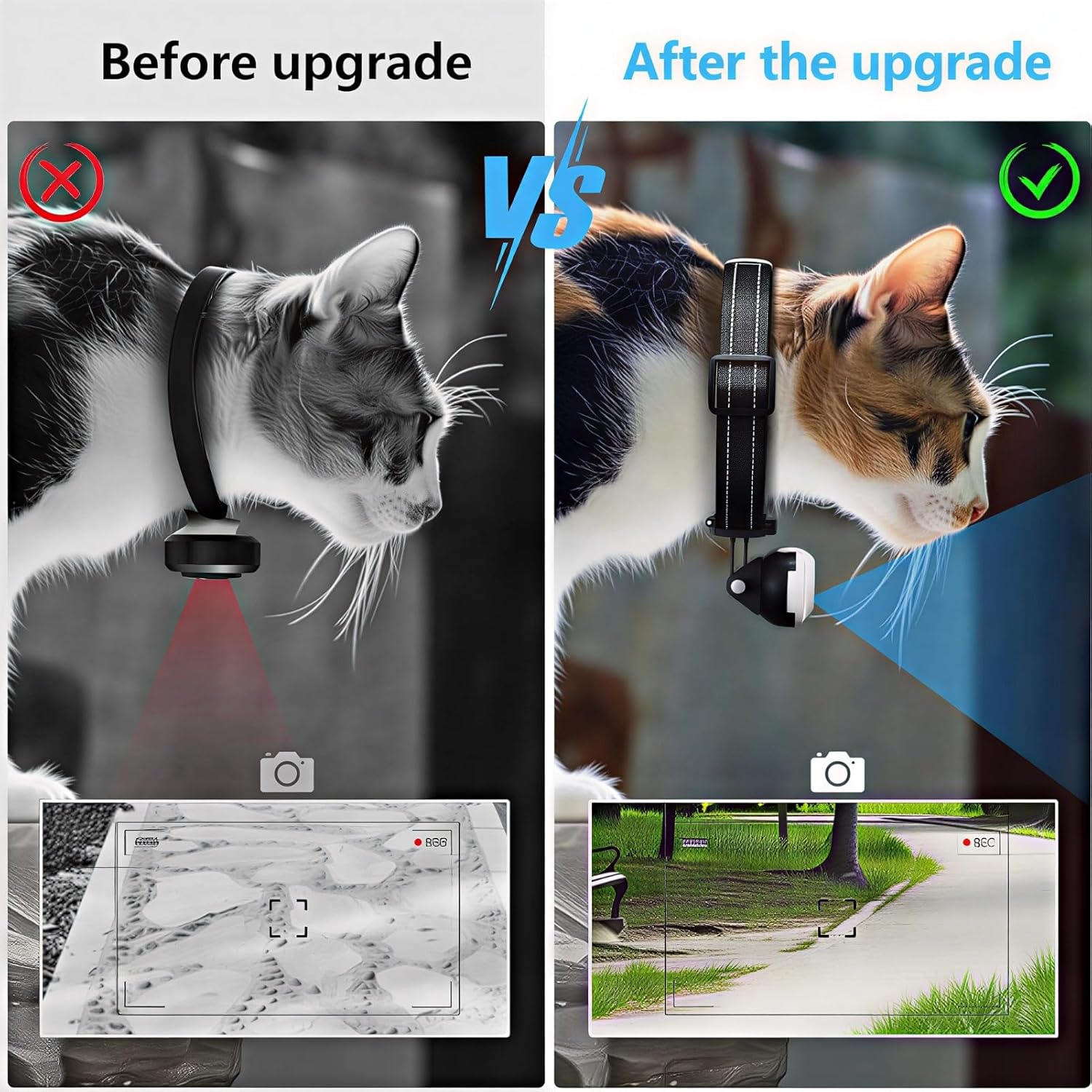 Cat Camera Collar,Digital Display Cat Camera Collar HD 1080P Wireless Pet Camera,170° Wide Angle Lens Small Action Cameras,for Dogs Cats