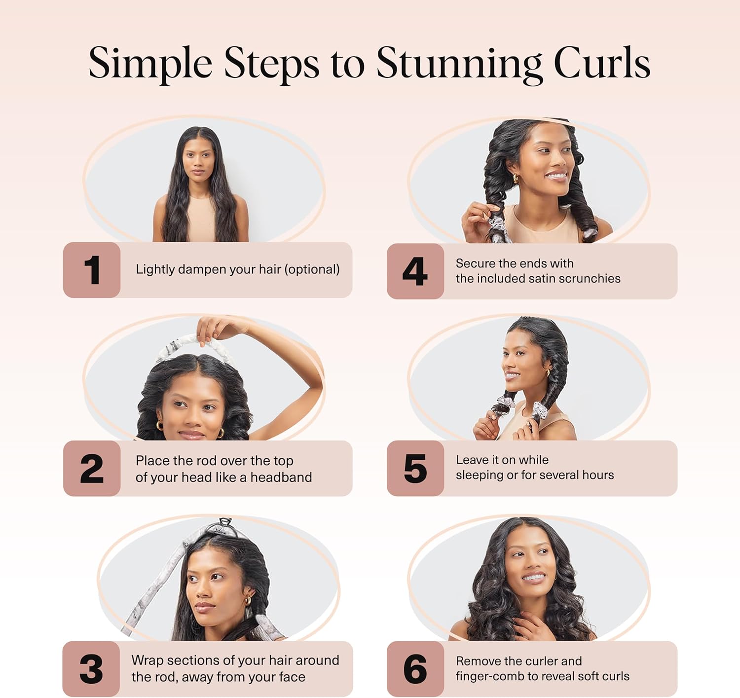 Kitsch Satin Heatless Curling Set - Hair Rollers for Effortless Heatless Curls | Sleep-In Hair Curlers | Includes Hot Rollers & Curling Rod Headband, Achieve Stunning Heatless Hairstyles, SunsetTieDye