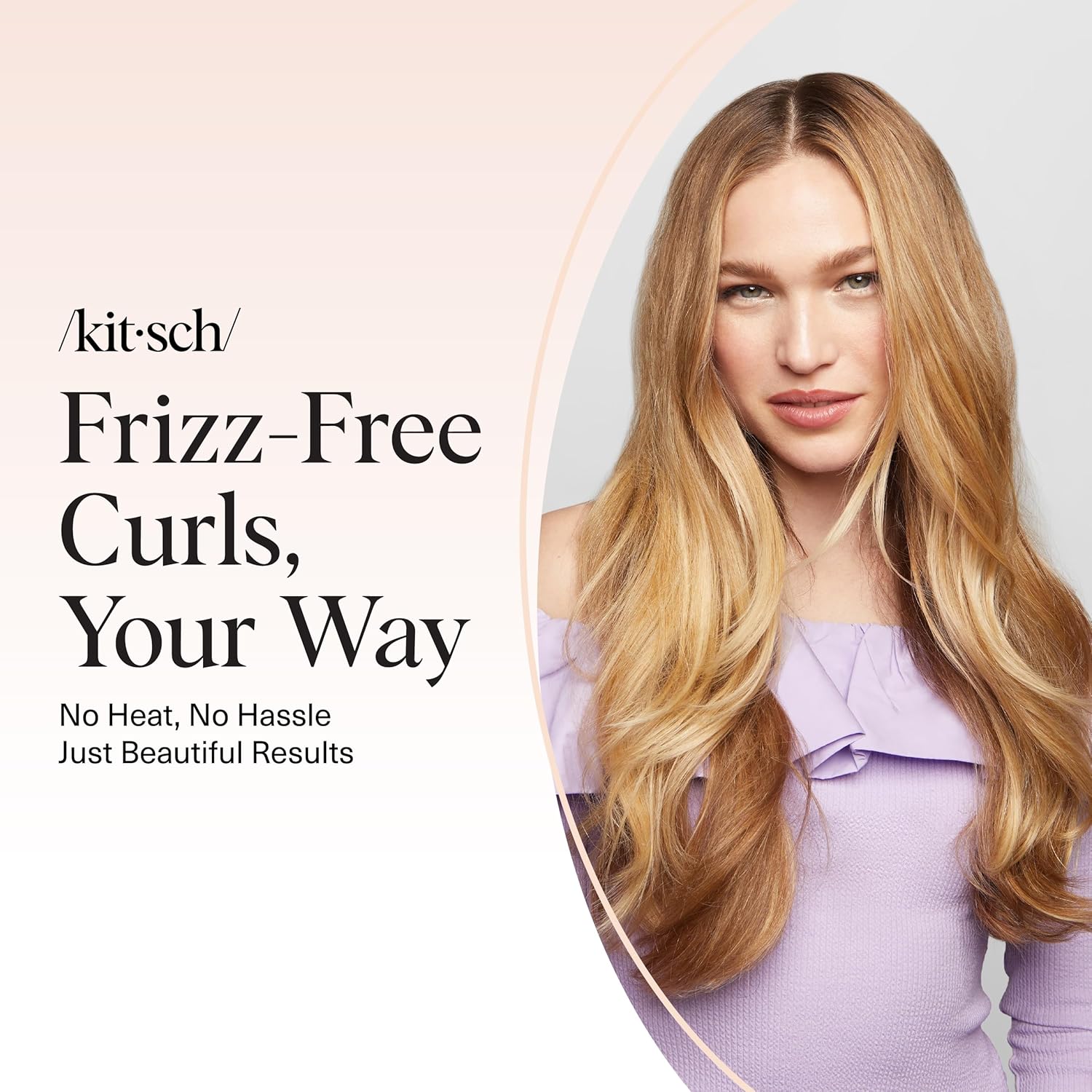 Kitsch Satin Heatless Curling Set - Hair Rollers for Effortless Heatless Curls | Sleep-In Hair Curlers | Includes Hot Rollers & Curling Rod Headband, Achieve Stunning Heatless Hairstyles, SunsetTieDye