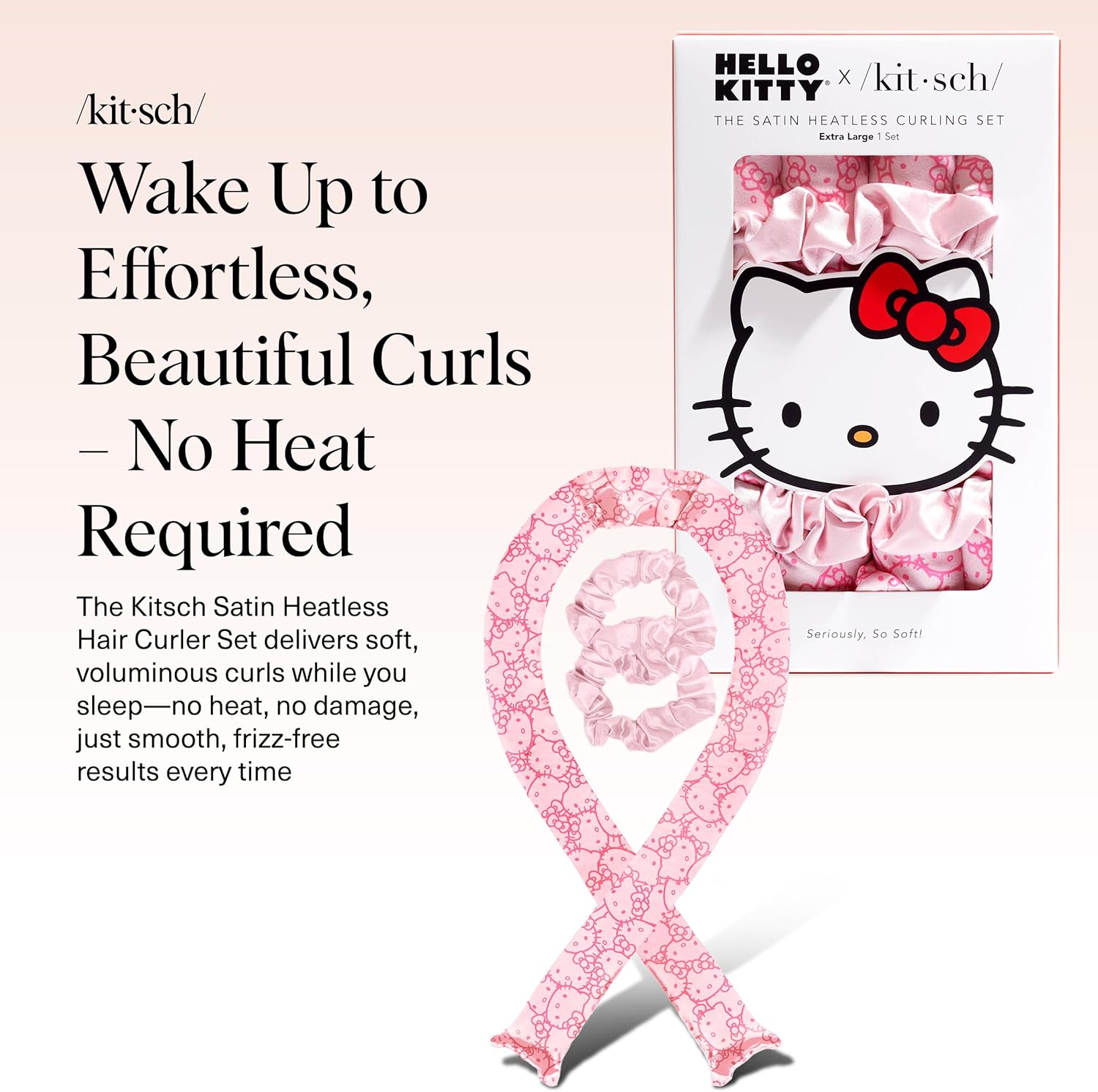 Kitsch Satin Heatless Curling Set - Hair Rollers for Effortless Heatless Curls | Sleep-In Hair Curlers | Includes Hot Rollers & Curling Rod Headband, Achieve Stunning Heatless Hairstyles, SunsetTieDye