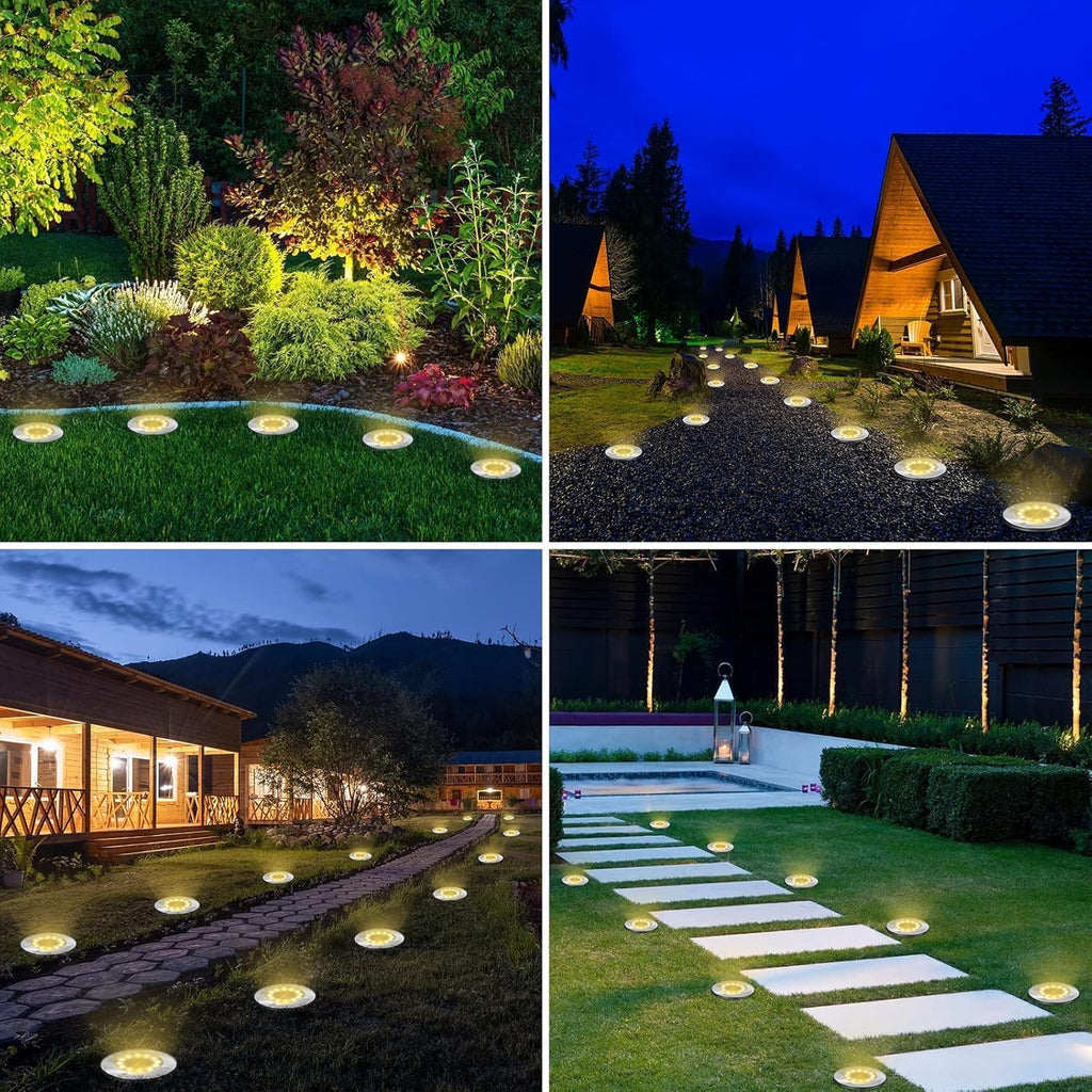 Toodour Solar Lights Outdoor, 16 Pack Solar Ground Lights Waterproof Garden In-Ground Lights - Bright Solar Disk Light Landscape Lighting for Lawn Yard Deck Patio Walkway Outdoor Decor - Warm White