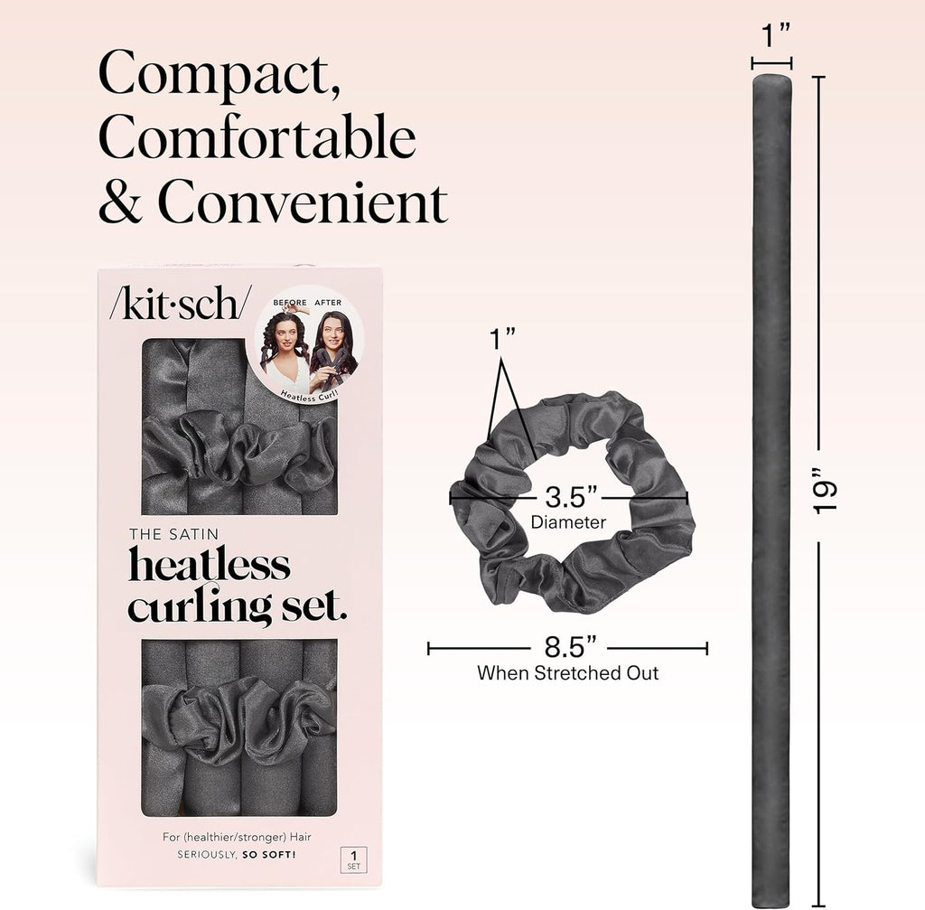 Kitsch Satin Heatless Curling Set - Hair Rollers for Effortless Heatless Curls | Sleep-In Hair Curlers | Includes Hot Rollers & Curling Rod Headband, Achieve Stunning Heatless Hairstyles, SunsetTieDye