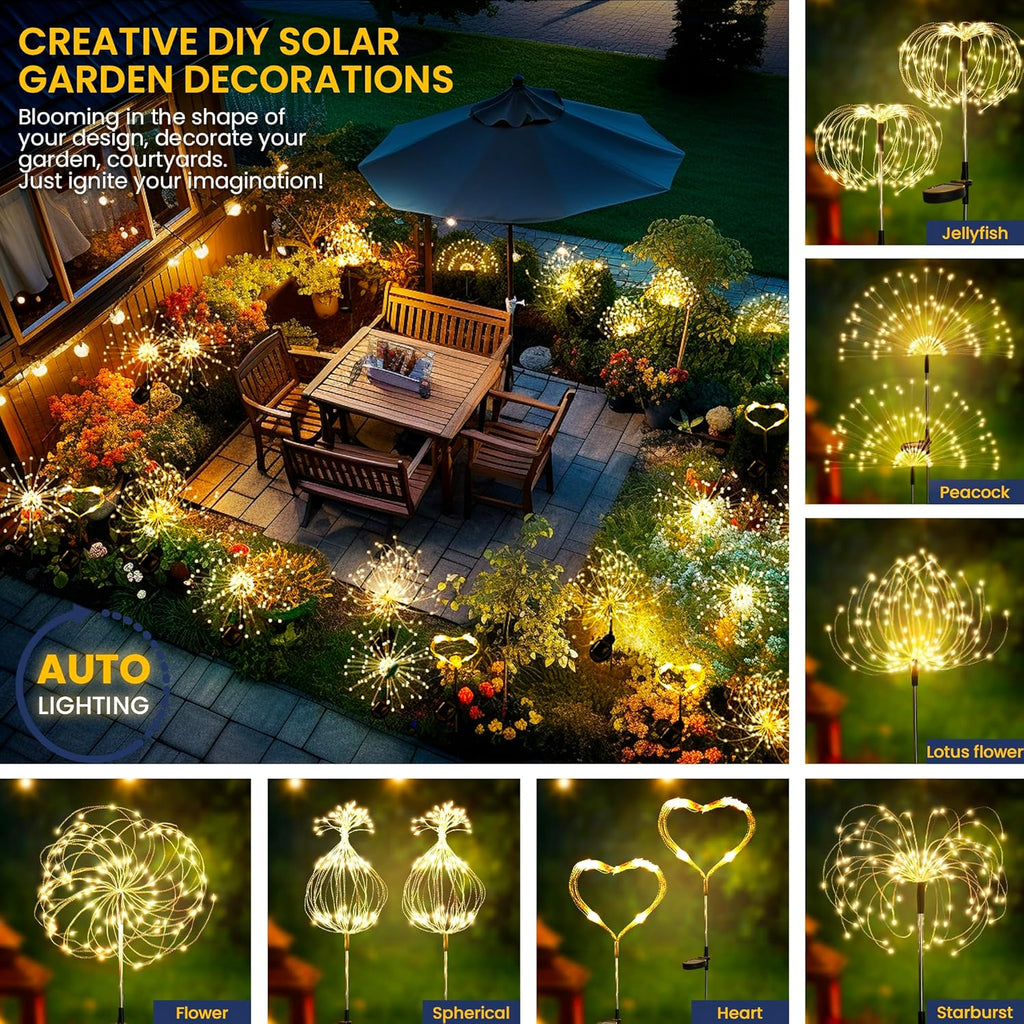 GIGALUMI Garden Outdoor Decor Lights 120LED 2Pack, Solar Garden Lights for Yard Outside Fairy Decorative,Solar Powered for Yard Pathway Flowerbed Planter Balcony Patio Decor（Warm White）