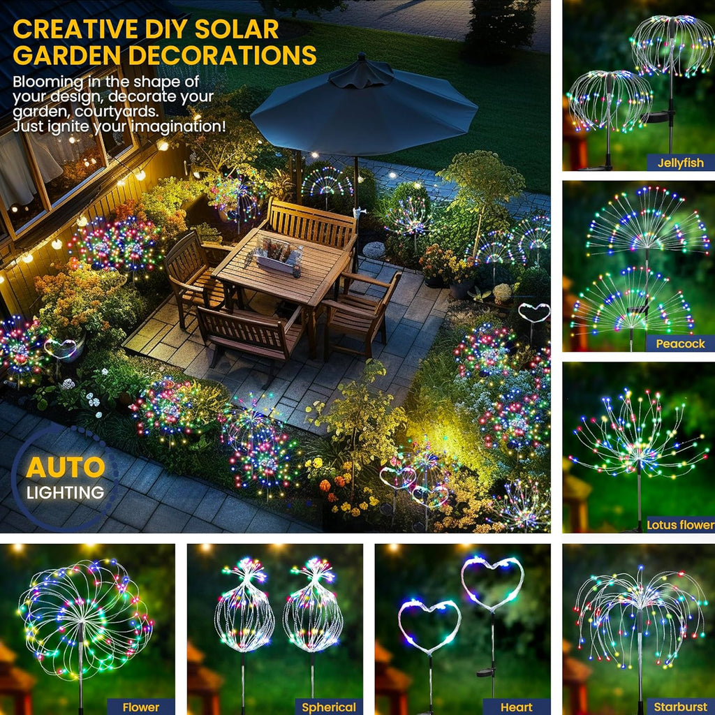 GIGALUMI Garden Outdoor Decor Lights 120LED 2Pack, Solar Garden Lights for Yard Outside Fairy Decorative,Solar Powered for Yard Pathway Flowerbed Planter Balcony Patio Decor（Warm White）