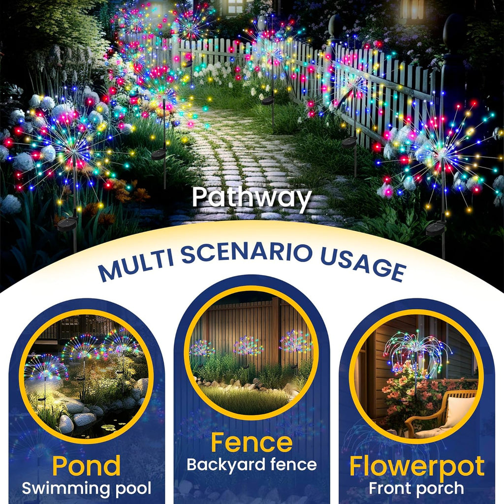GIGALUMI Garden Outdoor Decor Lights 120LED 2Pack, Solar Garden Lights for Yard Outside Fairy Decorative,Solar Powered for Yard Pathway Flowerbed Planter Balcony Patio Decor（Warm White）